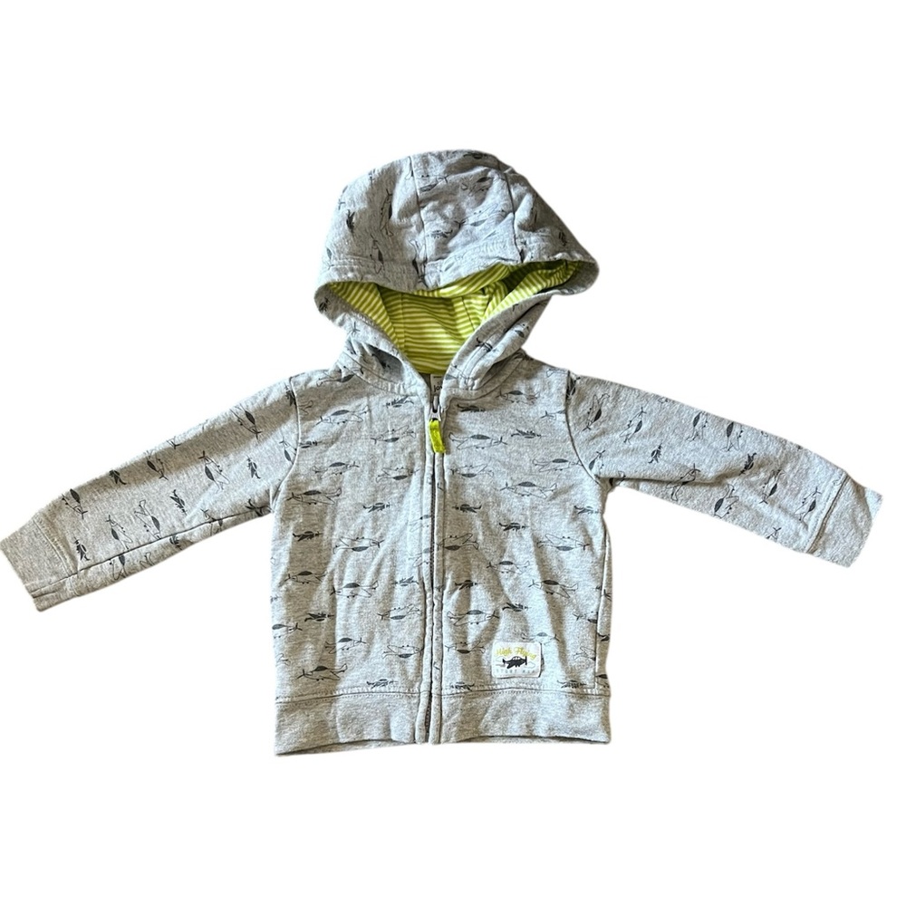 Carter’s Baby Boy Grey Airplane Pattern Zip Up Hoodie | 6-9M